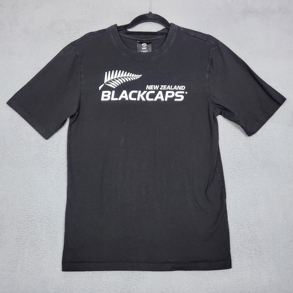 New Zealand Blackcaps Shirt Mens Small Black Cricket Lenco Apparel Tee